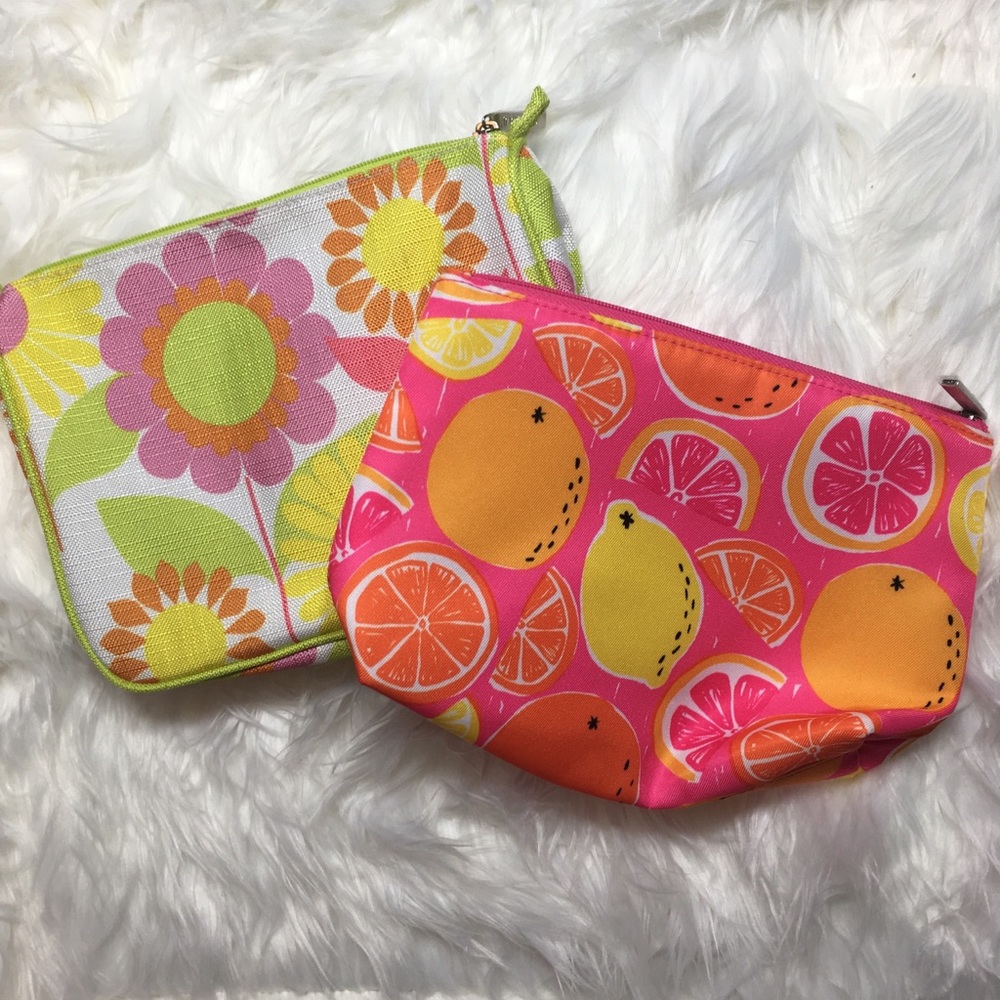 2 new Clinique makeup bags flowers and citrus